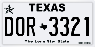 TX license plate DOR3321