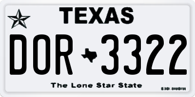 TX license plate DOR3322