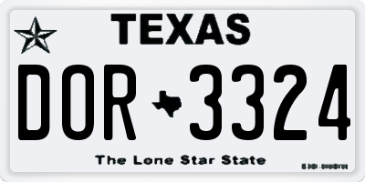 TX license plate DOR3324