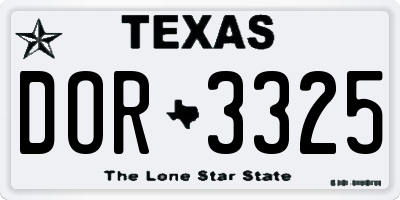 TX license plate DOR3325
