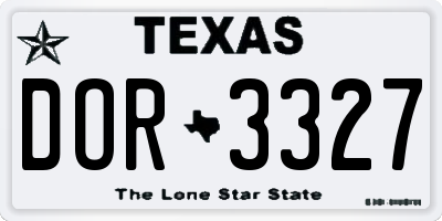 TX license plate DOR3327