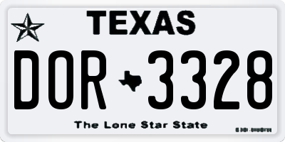 TX license plate DOR3328