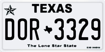 TX license plate DOR3329