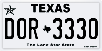 TX license plate DOR3330
