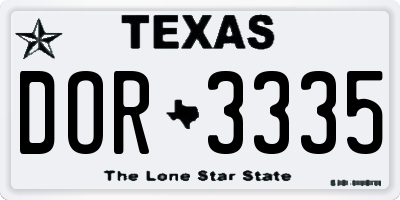 TX license plate DOR3335