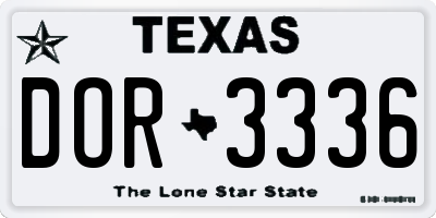TX license plate DOR3336