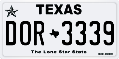TX license plate DOR3339
