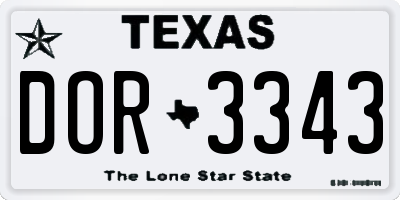 TX license plate DOR3343