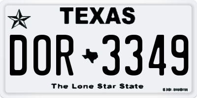TX license plate DOR3349