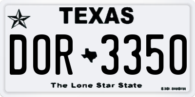 TX license plate DOR3350