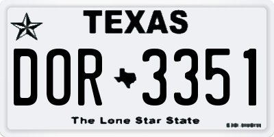 TX license plate DOR3351