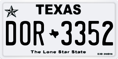 TX license plate DOR3352
