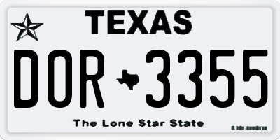 TX license plate DOR3355