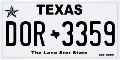 TX license plate DOR3359