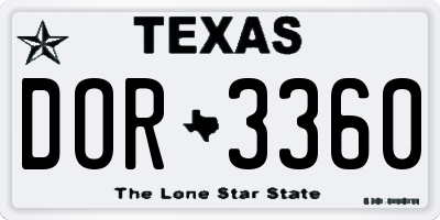 TX license plate DOR3360