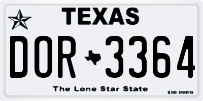 TX license plate DOR3364