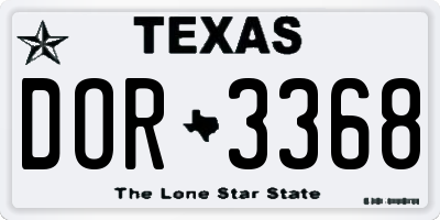 TX license plate DOR3368