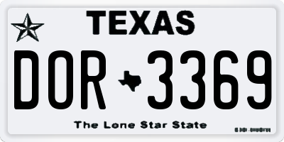 TX license plate DOR3369