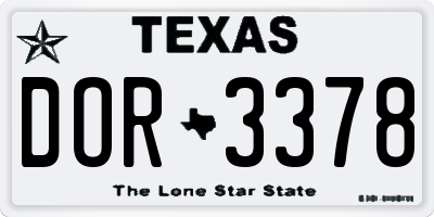 TX license plate DOR3378