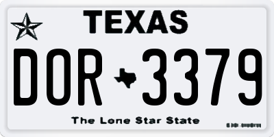 TX license plate DOR3379