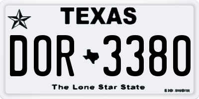TX license plate DOR3380