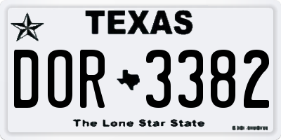 TX license plate DOR3382