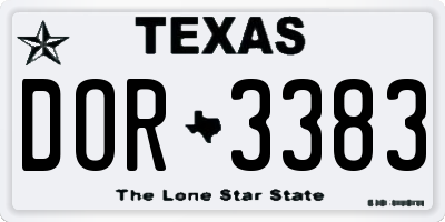 TX license plate DOR3383