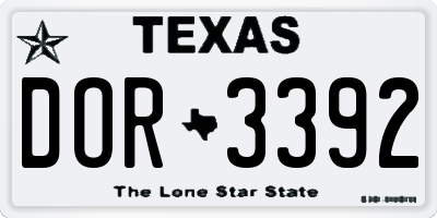 TX license plate DOR3392