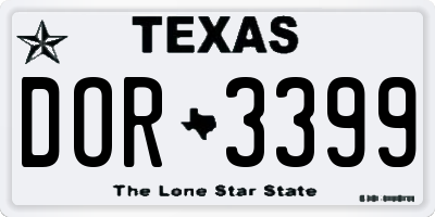 TX license plate DOR3399