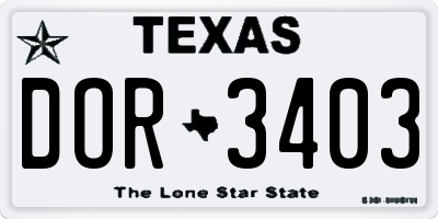 TX license plate DOR3403