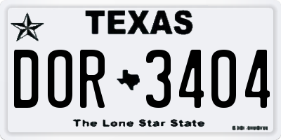 TX license plate DOR3404