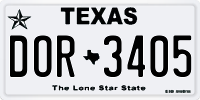 TX license plate DOR3405