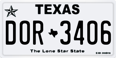 TX license plate DOR3406
