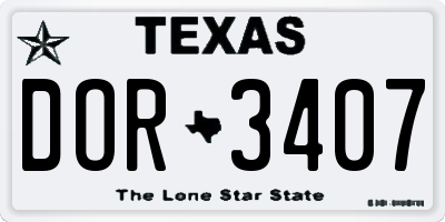 TX license plate DOR3407