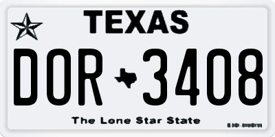 TX license plate DOR3408