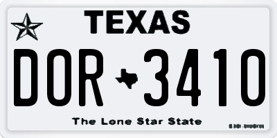 TX license plate DOR3410