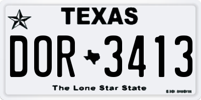 TX license plate DOR3413