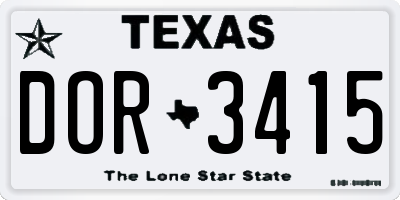 TX license plate DOR3415