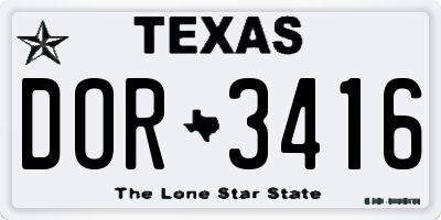 TX license plate DOR3416