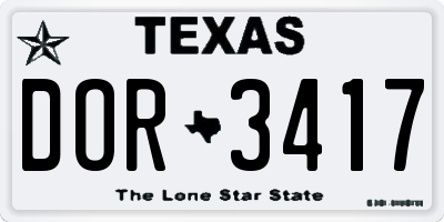 TX license plate DOR3417