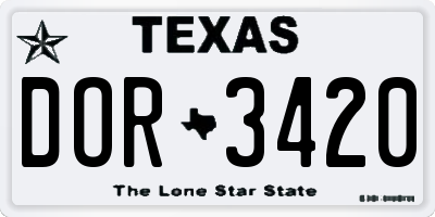 TX license plate DOR3420