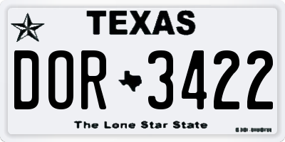 TX license plate DOR3422