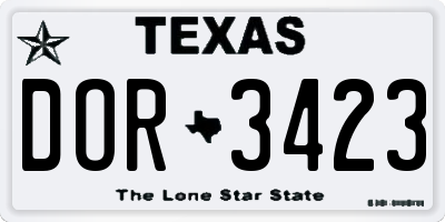 TX license plate DOR3423