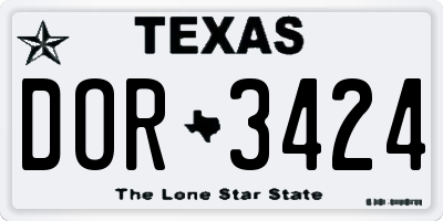 TX license plate DOR3424