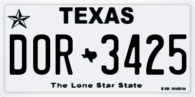 TX license plate DOR3425