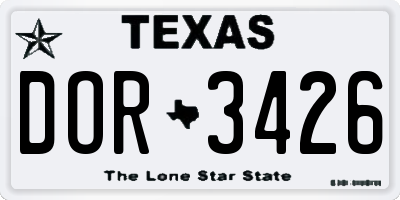 TX license plate DOR3426
