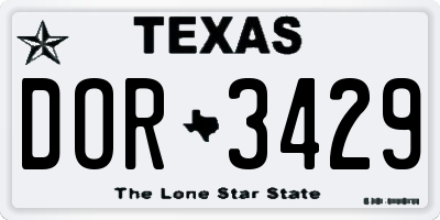 TX license plate DOR3429