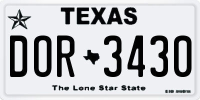 TX license plate DOR3430