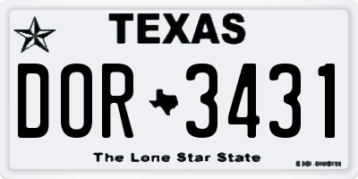 TX license plate DOR3431
