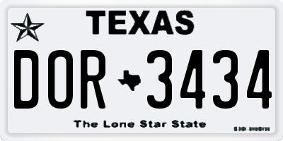 TX license plate DOR3434